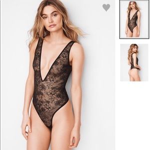 NWT Victoria’s Secret deep v lace thong bodysuit